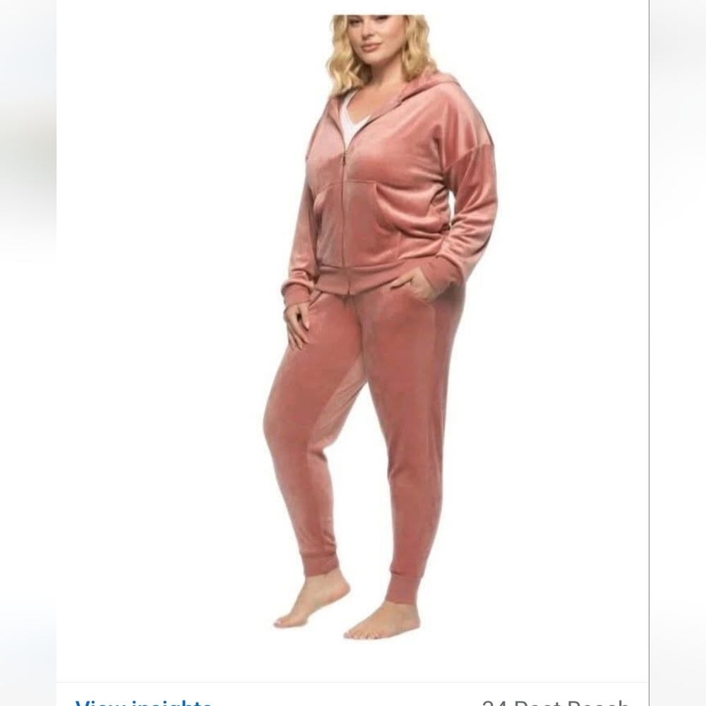 Felina Women's Velvet Lounge Set in Blush Pink New Size Xl